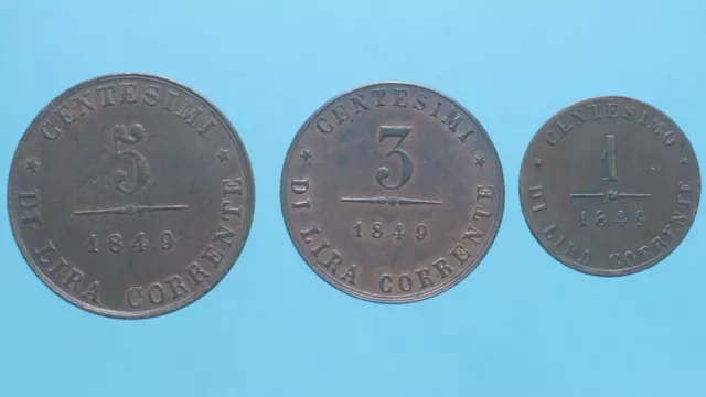 GOVERNO PROVVISORIO VENEZIA 5,3 e 1 CENTESIMO 1849 COIN CUOIO COLLEZIONE