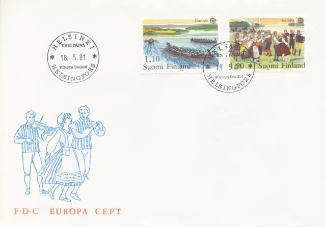 Finland 1981 FDC - Europa CEPT - Folk Dance - Church Boat -  National Costumes