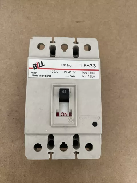 Bill TLE 633 63 Amp Triple Pole MCCB  Memshield 2 MEL633