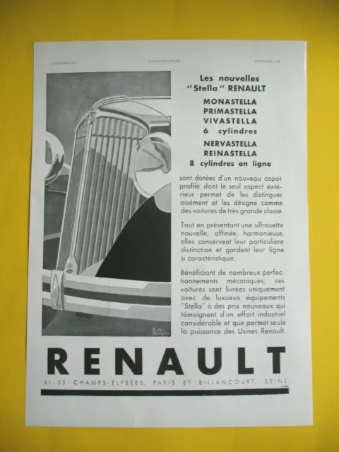 Renault Nouvelles Stella Illustration Schefer Ad 1931 Press Release