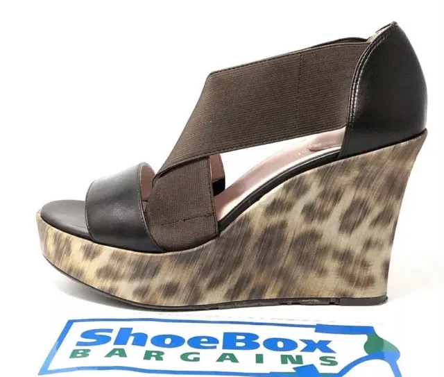 Taryn Rose Women’s Brown Leather “Sawyer” Leopard Wedge Heels Size 8.5M