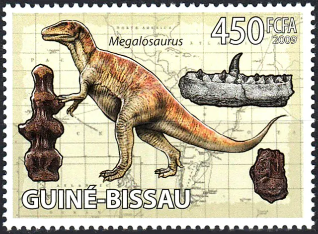 Guinea postfrisch MNH Megalosaurus Dinosaurier Dino Tier Landkarte Amerika
