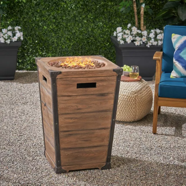 Dylan Outdoor 19.5" Column Light Weight Concrete Fire Pit - 40000 Btu