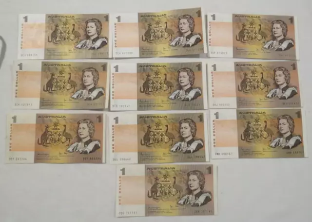 Price Each  $1 One Dollar Johnston/Knight Stone Paper Australia Note Banknote