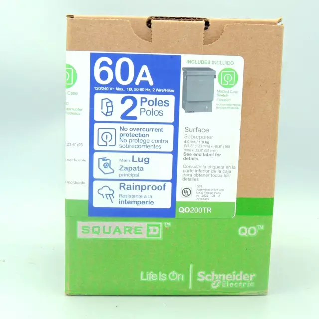 QO200TR Schneider Square D 250V Circuit Breaker 60A Box Air Conditioner Cut Off