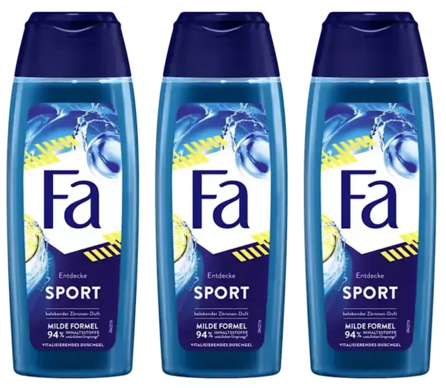 ✅ Fa Duschgel Sport Shower Gel Vitalisierender Zitrus Zitronen Duft 3x 250ml ✅