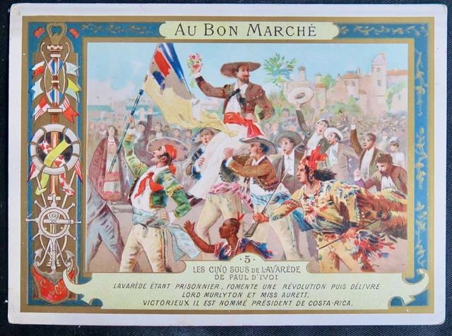 Chromo Publicitaire Ancien Au Bon Marché - Fond Or - La Leçon De Danse - 8 Cm