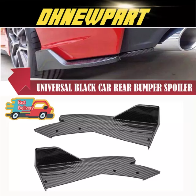 2x Universal Car Rear Bumper Lip Side Splitter Diffuser Spoiler Kit Carbon Fiber