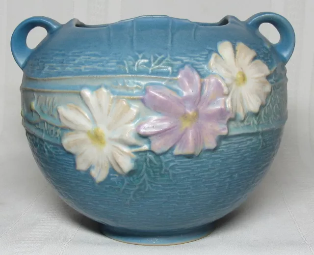 Roseville Pottery, Cosmos, Large Blue Vase, Nice Colors, Very Nice~~