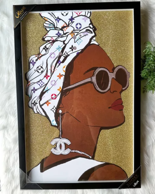 Oliver Gal Coco Chanel Paris Louis Vuitton Canvas Glitter Fashion Wall Art  14x16
