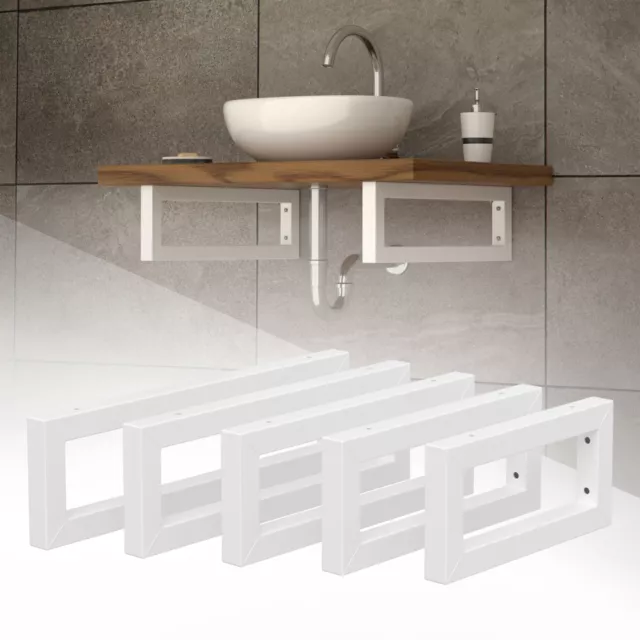 Juego de 2x soportes de pared para mesa de lavabo flotante consola acero blanco