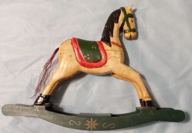 VINTAGE HAND CARVED Wooden Rocking Horse $43.85 - PicClick CA