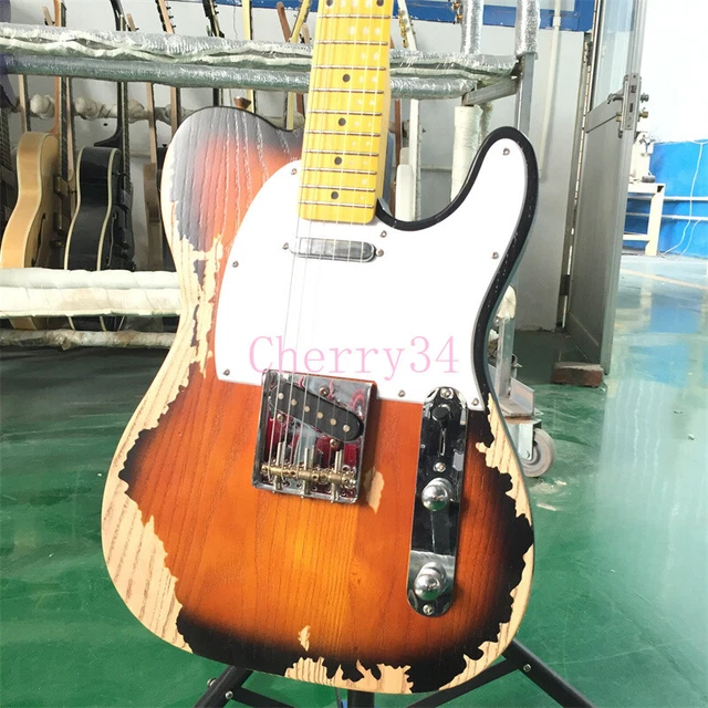 HEAVY RELIC ELECTRIC Guitar TL 21 Frets Sunburst Color Solid ASH Body