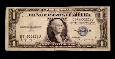 Usa 1935 H Blue Seal 1 Dollar Silver Certificate Used Banknote
