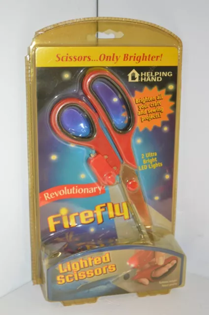 Tijeras Firefly Iluminadas Costura Artesanal Ultra Brillante Luz LED ROJA 2007 Nuevo ANTIGUO