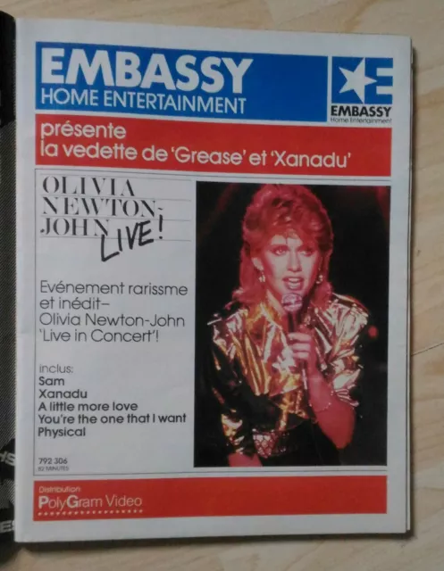 Publicité advert concert K7 tournée advertising OLIVIA NEWTON JONES 1983 LIVE