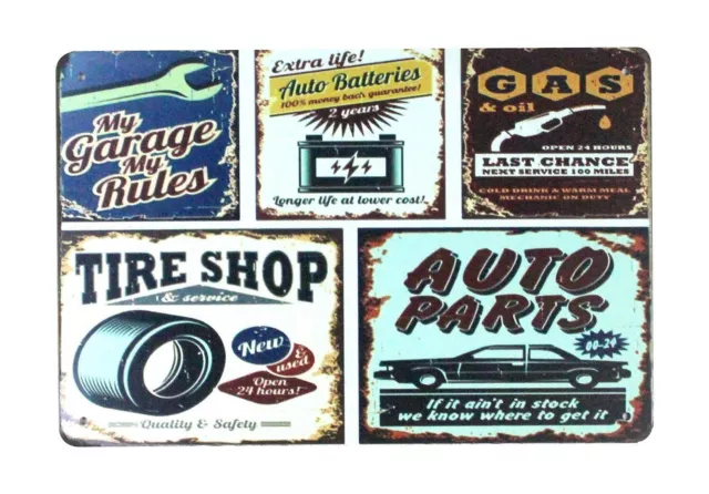 My garage rules GAS Tire Shop Auto Parts tin metal sign home & deco