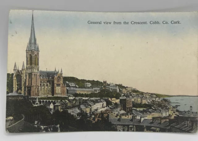 COBH - St. Colman’s Cathedral From The Crescent , Co. Cork 1924 Vintage Postcard