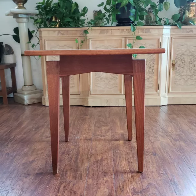 Floating Side Table Laminate Walnut by Jens Risom Classic 50's Atomic MCM Shape 3