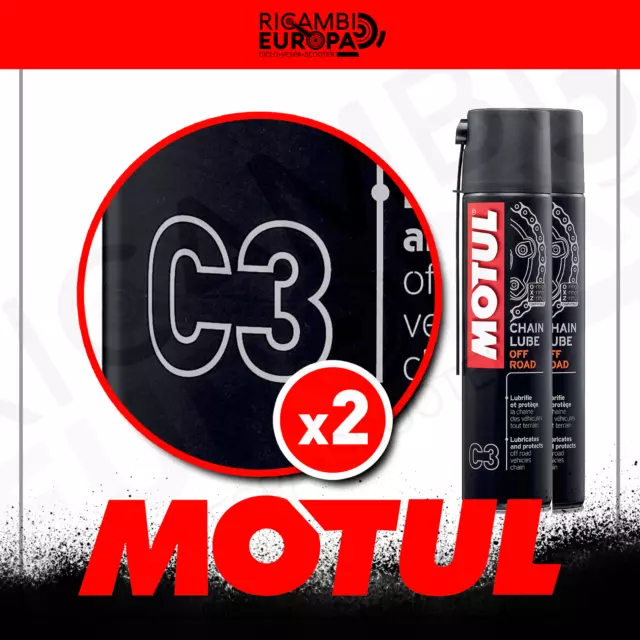 2 flaconi Motul C3 Chain Lube Off Road Grasso Catena Spray 400ml Moto Enduro Cro