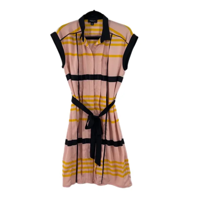 NEW JASON WU For Target Designer Pink Yellow Black Striped Shirt Dress Sz M