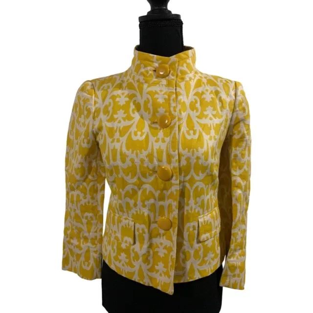 New J.Crew Women's Yellow Lemons100% Linen Floral Appliqué Blazer Jacket Size 6,