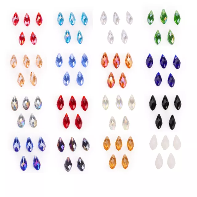 20pcs 10x20mm Charms Teardrop Faceted Pendant Glass Crystal Loose Beads Jewelry