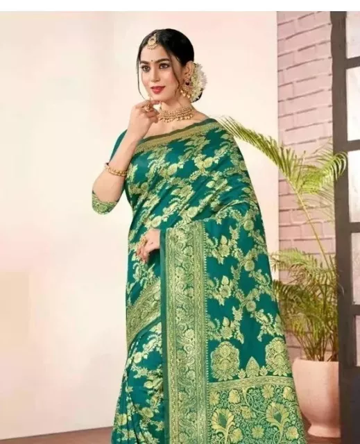 Banarasi silk saree Designer indian Ethnic wear formal wedding pakistani sari