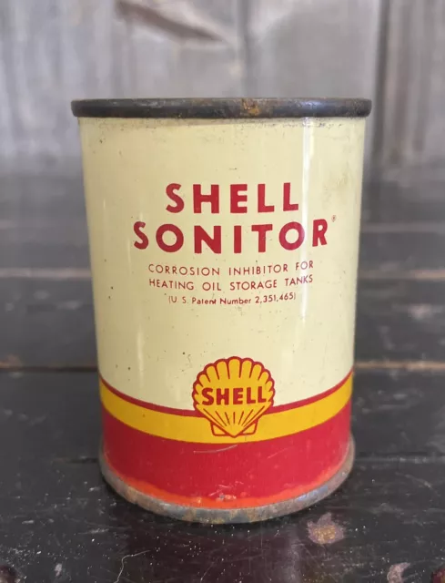 Vintage Unopened NOS 4oz Shell Soniter Motor Oil Gas Station Advertising Tin Can