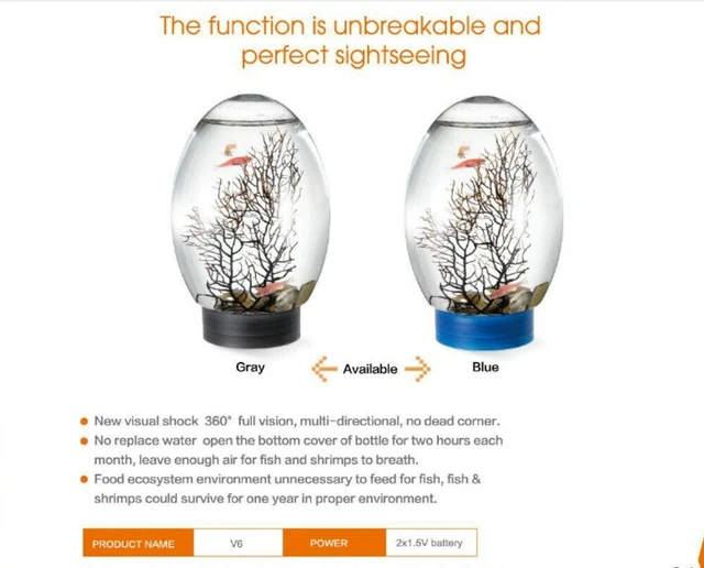 Aquarex V6 Small Desktop Aquarium Innovative Ecological Plastic Fish Tank 2