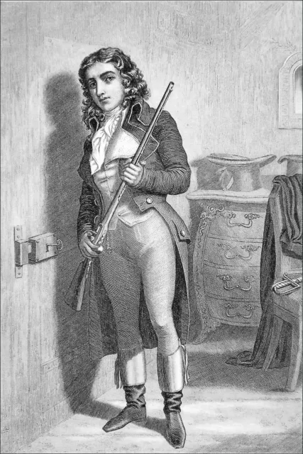 RÉVOLUTION FRANÇAISE - BARBAROUX réfugié à SAINT-EMILION - Gravure du 19e siècle