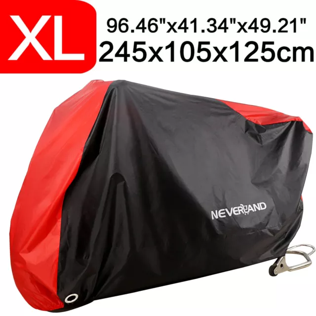 NEVERLAND XL Waterproof Motorcycle Rain Cover Motorbike Scooter Bike Red Black