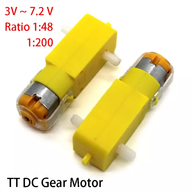 DC Gear Motor Gear Box TT Geared Electric Motors 3V~7.2V 1:48 1:200 Reduction