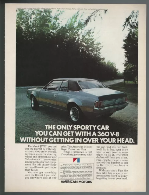 1972 AMC HORNET X advertisement, American Motors Hornet print ad