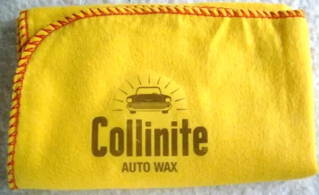 Vintage 'Collinite Auto Wax': New Large Yellow Cleaning Duster Cloth With Logo.