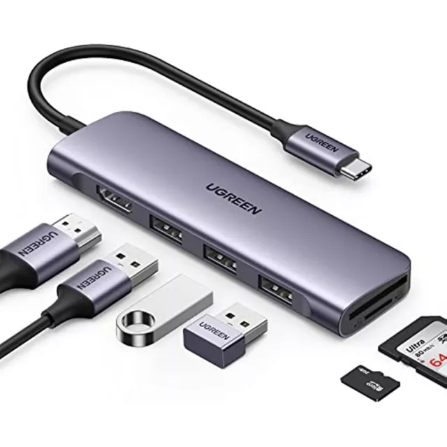 Adaptateur USB C Pour MacBook Pro/Air M1 M2 2021 2020 2019 2018, MOKiN Hub  USB C Accessoires MacBook Pro Avec 2 Ports USB 3.0, Lecteur De Carte USB C