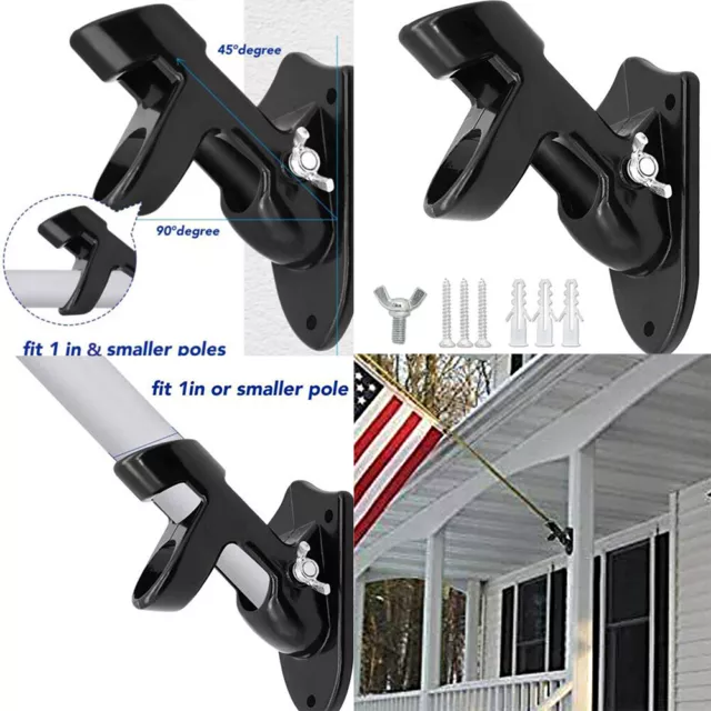 US 1-2 Pcs Two-Position Flag Pole Holder Mounting Bracket w/ Hardware Heavy Duty