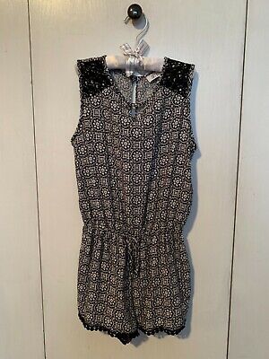 Joey B Girls Black & White Flowered One-Piece Short Outfit Size Small