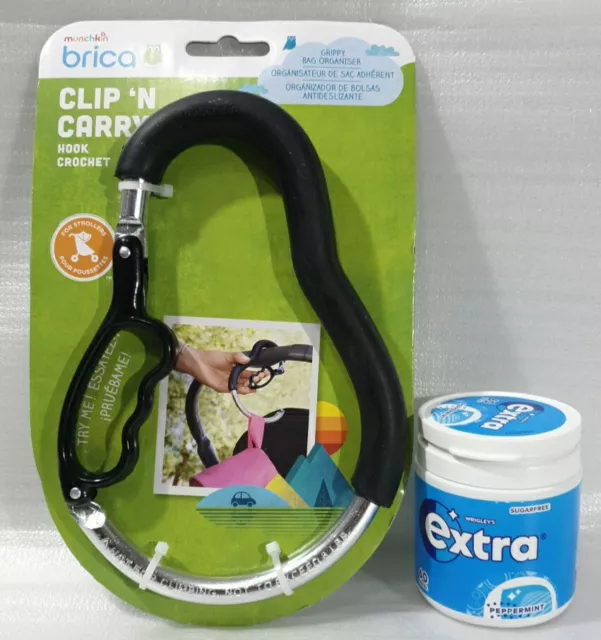 Munchkin Brica Clip N Carry Hook Crochet Bag Organizer Pram Stroller Carabiner 3
