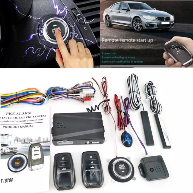 12V Keyless Entry Car Engine Start Alarm System Remote Push One-button Start Kit