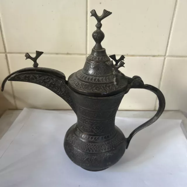 Coffee Tea Pot Brass Dallah Middle Eastern Saudi Qatar Emirates Mohmad Dhaif