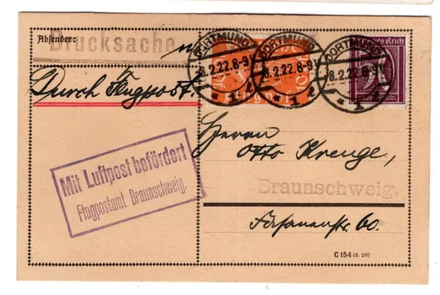 Zeppelin / Poste Aérienne 1922 Vol Brunswick Drucksache Pendant Eisenbahstreik (