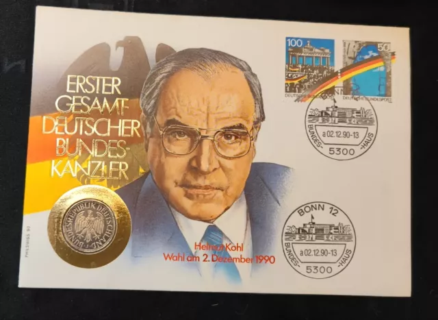 Numisbrief   Helmut Kohl - Wahl am 2.12.1990 Mit 1 Deutsch Mark  1990 J #6