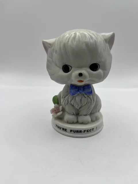 Vintage White You’re Purr-fact Cat Kitten Potpourri Figure Ceramic With Stopper