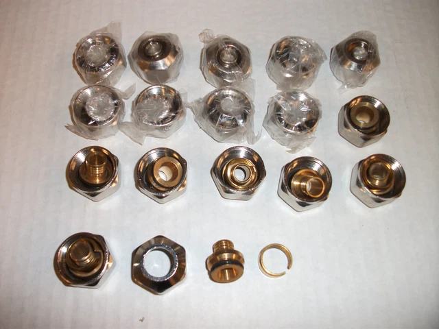 QTY (17)  1/2" Pex x 3/4" BSP Manifold Connectors, plumbing + radiant heating