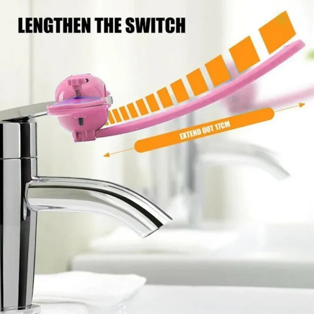 (Pink)Cartoon Faucet Extender Sink Handle Extender Adjusted Up And Down Easy To