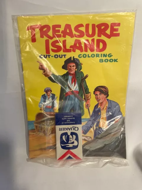 Vintage Treasure Island cut-out coloring book 1968 QUAKER OATS Premium Sealed