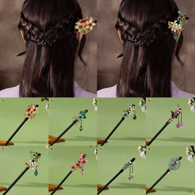 Retro Chinese Style Wooden Flower Hair Chopsticks Hair Stick Hairpin Chignon Pin