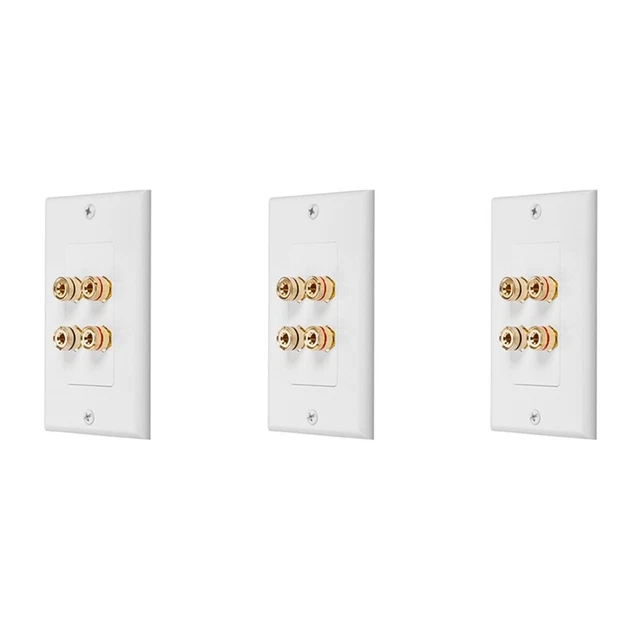 3X 4 Posts Speaker Wall Plate Home Theater Wall Plate Audio Panel for 2 SpeaF3L6