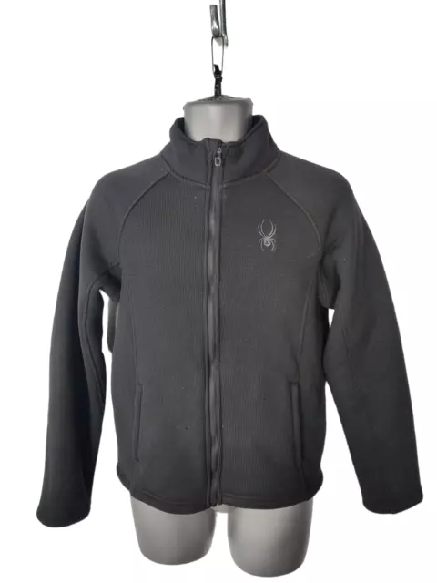 Mens Spyder Black Zip Up Warm Sherpa Fleece Lined Casual Coat Jacket Size Small